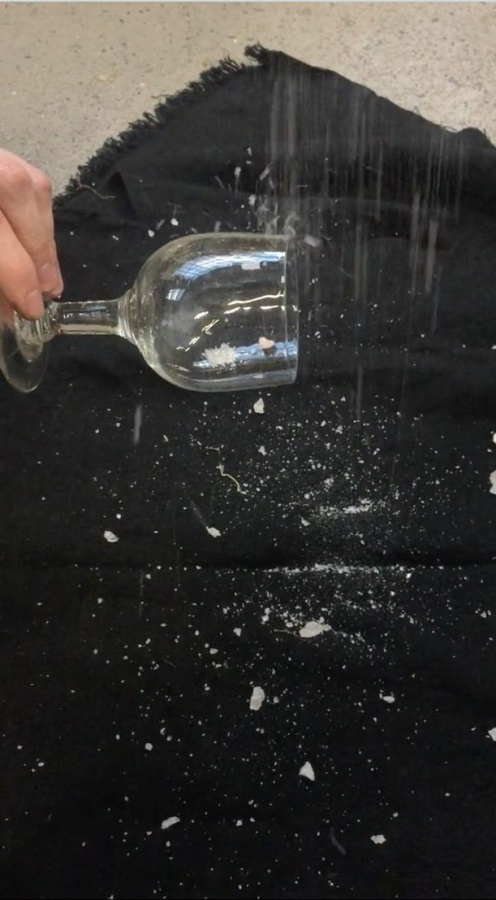 The sound of salt on glass